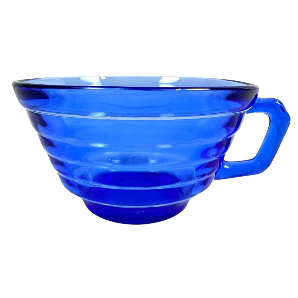 Hazel Atlas Aurora Cobalt Blue Vintage Depression Glass Coffee Cup